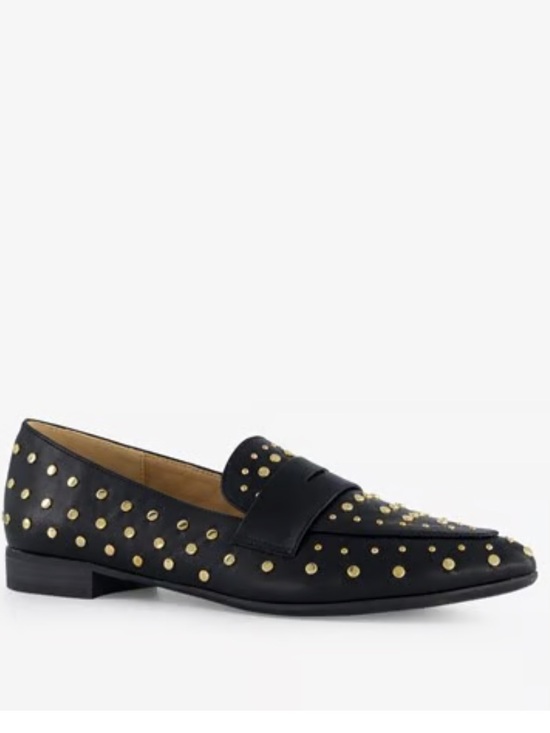 Vince Camuto Shoes - Vince Camuto Women's Black Leather Studded Penny Loafers
